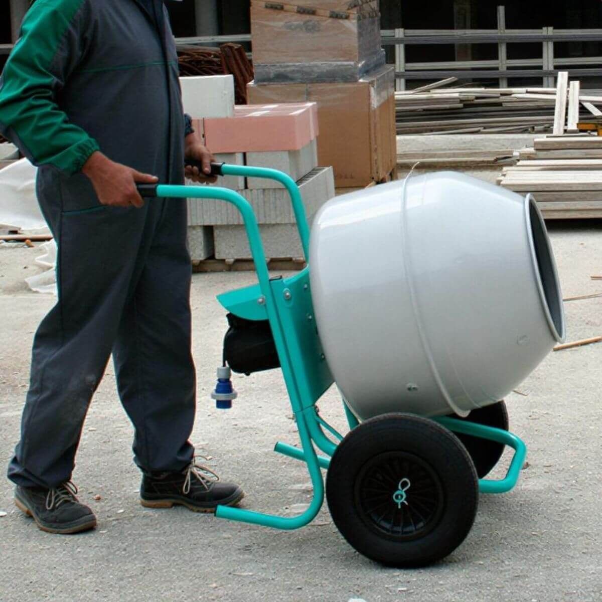 Bétonnière électrique Imer Rollbeta 100 L sur roues pneumatiques