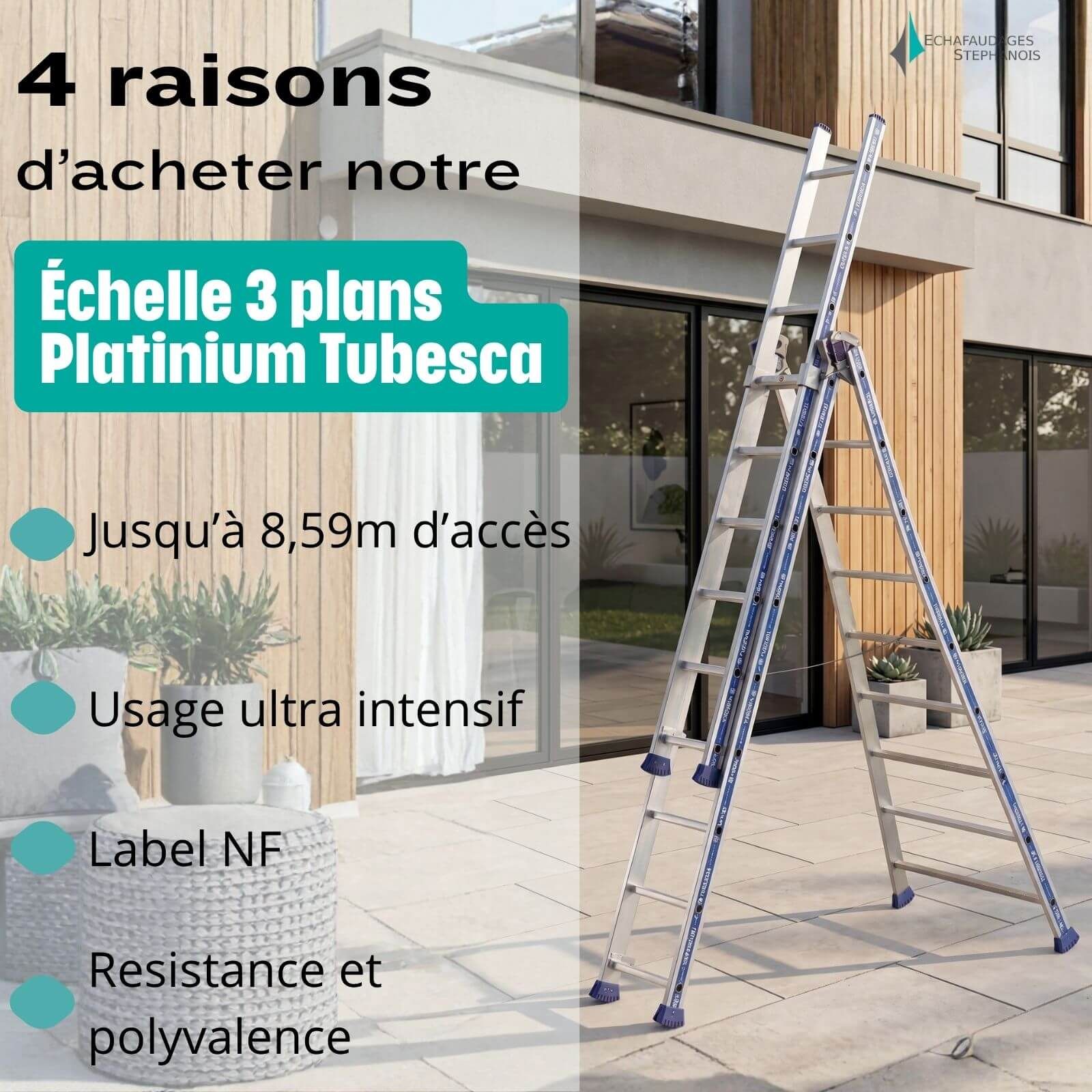 Utilisation de l'échelle transformable 3 plans selon la norme EN 131
