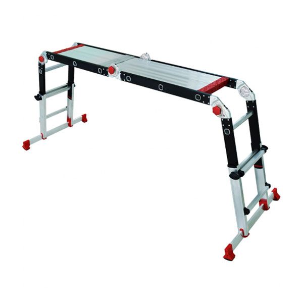 Echelle télescopique articulée 4,4m stempakt, escabeau 2x7 marches pliable  professionnel multifonction, hauteur travail max 5,3m, garantie 5 ans  hoström - Distriartisan