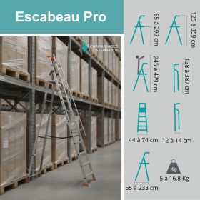 Escabeau 3 à 5 marches avec Main-Courante
